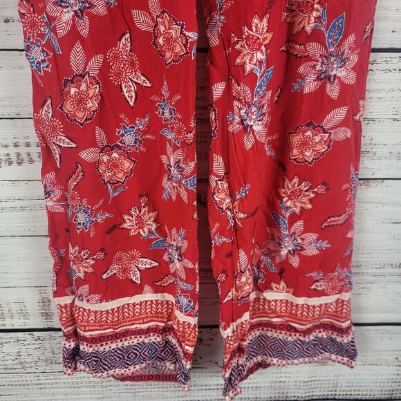 Gypsies & Moondust Pants M Womens Pull On Straight Leg Mid Rise Red Floral Print - Picture 5 of 13